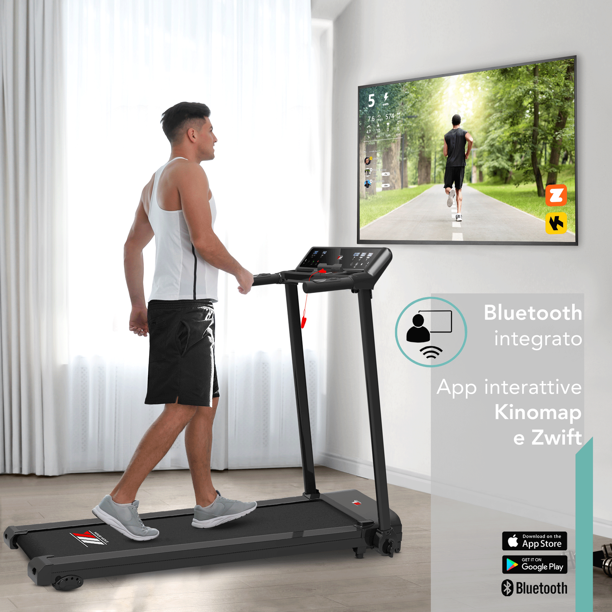 Tapis Roulant NEXT 4000 Con Inclinazione 14 km/h | Bluetooth integrato, app interattive