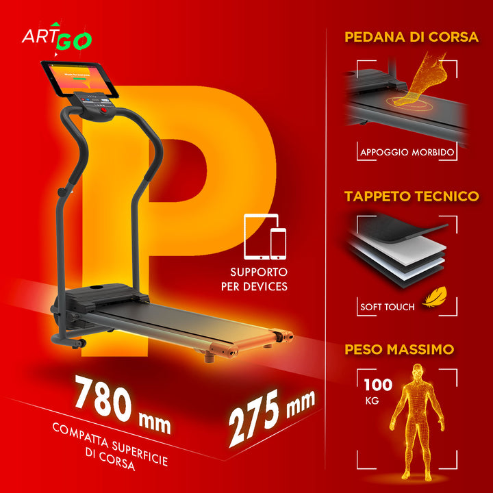 Tapis roulant ArtGo Pablo Piccole dimensioni 7 km/h