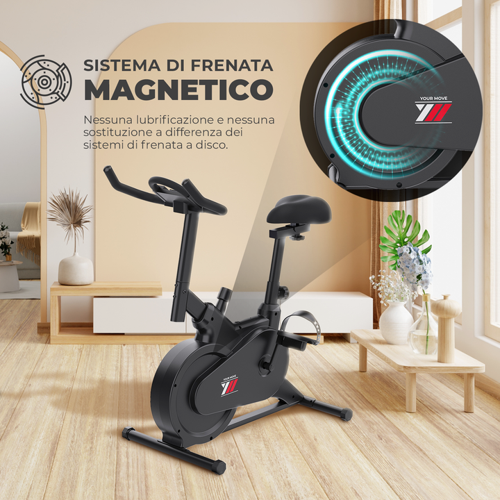 Spin Bike magnetica compatta e regolabile per l'allenamento in casa.  Cyclette magnetica
