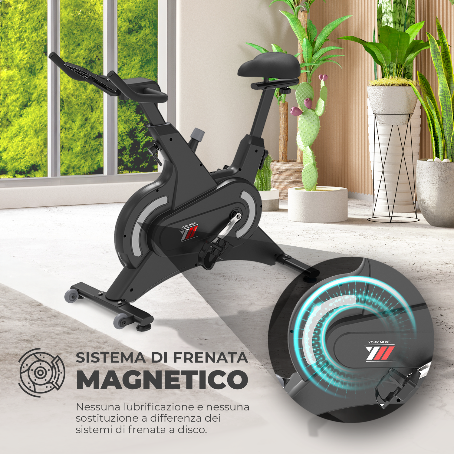 YM SPIN BIKE 2500 Spin Bike magnetica compatta e regolabile per l'allenamento in casa. Cyclette magnetica