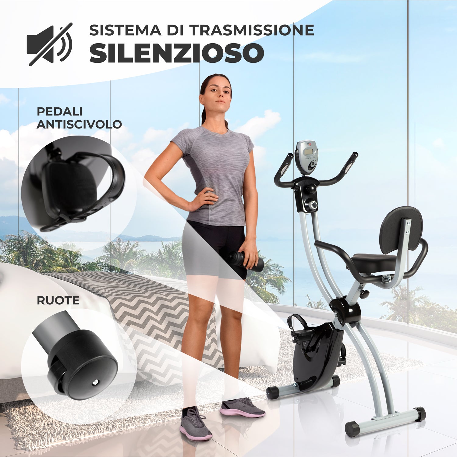 Supporto per cyclette, pieghevole, in acciaio, per 26 – 29 in 700 C, per allenamento in bicicletta, a casa, per interni Supporto per cyclette, pieghevole, in acciaio, per 26 – 29 in 700 C, per allenamento in bicicletta, a casa, per interni