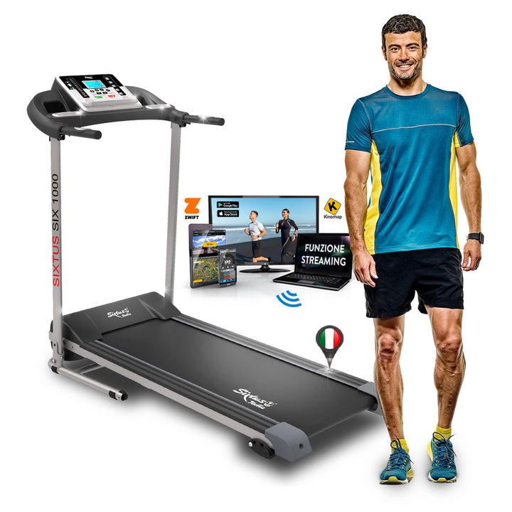 Tapis roulant elettrico Sixtus SIX-1000 con funzione streaming, connettiti tramite le app