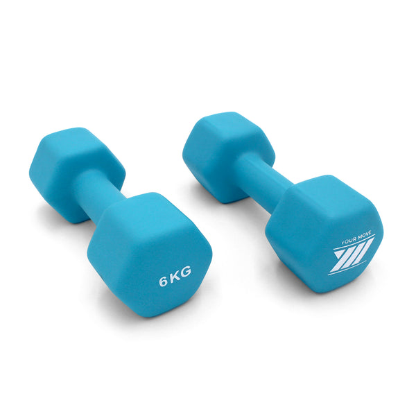 YM Manubri in Neoprene per Yoga ed Esercizi Fitness (6 kg, colore azzurro)