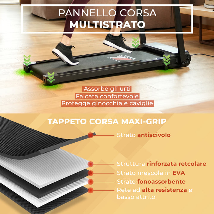 Tapis Roulant NEXT 2000 LOG Salvaspazio 12 km/h | Pannello corsa multistrato e tappeto corsa maxi grip
