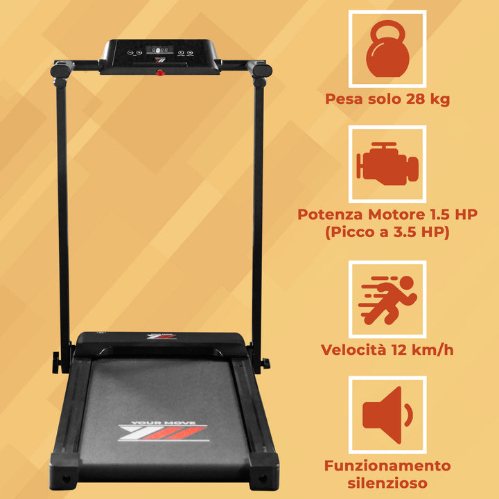 Tapis Roulant NEXT 2000 LOG Salvaspazio 12 km/h | Pesa solo 28 kg