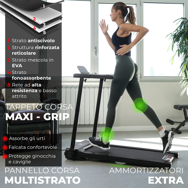 Tapis roulant next 2000 PRO 14 km/h | Tappeto corsa maxi grip e pannello corsa multistrato