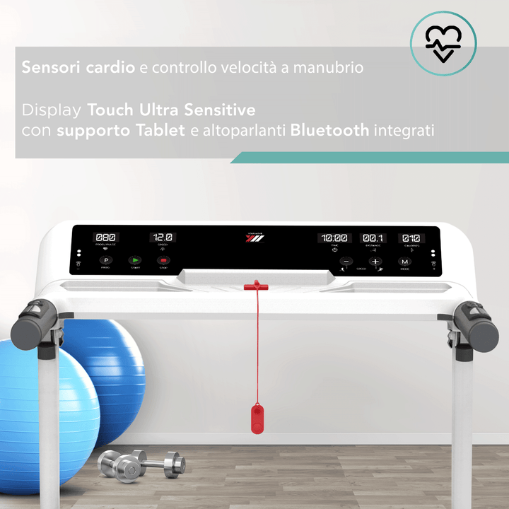 Tapis Roulant NEXT 4000 Con Inclinazione 14 km/h | Sensori cardio e controllo velocità a manubrio