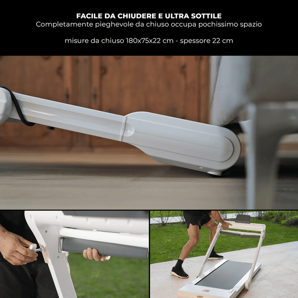 Tapis Roulant NEXT 8000 Elettrico Pieghevole, Touchscreen, 18 km/h con Gesture Control e APP Bluetooth,  BIANCO