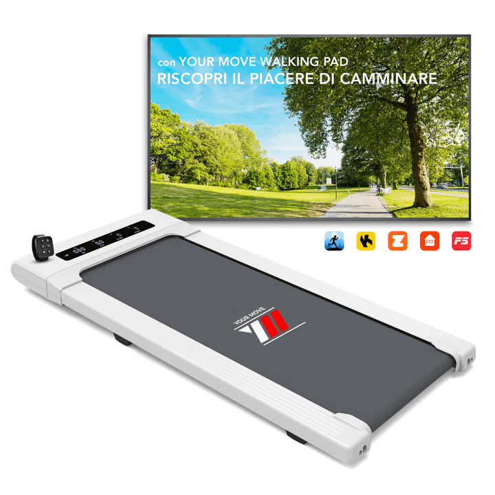 Your Move Walking Pad Bianco | Tapis roulant elettrico Walking Pad per fare delle camminate in casa | Connettiti ai dispositivi tramite le app