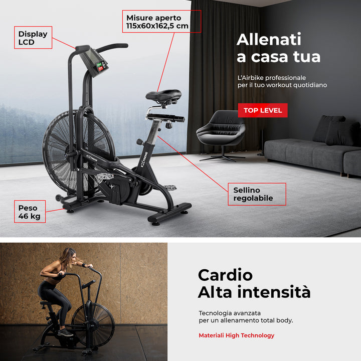 Air Bike AB Extreme professional | Your Move | La palestra a casa tua - cardio alta intensità, tecnologia avanzata per un allenamento total body