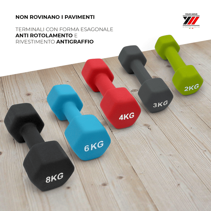 Sporzon! - Set di manubri rivestiti in neoprene colorato con supporto, multiplo Sporzon! - Set di manubri rivestiti in neoprene colorato con supporto, multiplo