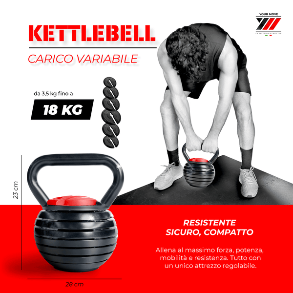 Kettlebell regolabile fino a 18 kg