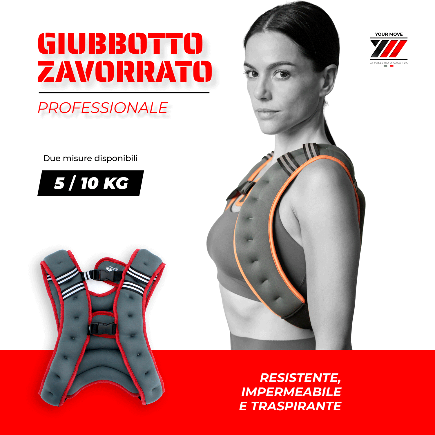 Gilet Zavorrato Komodo 5kg Per Corsa E Fitness – Regolabile, Nero, Unisex